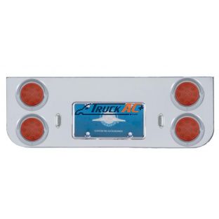 Chrome Rear Center Panel With Four 12 LED 4" Reflector Lights & Visors - Red LED/Red Lens - United Pacific 34522