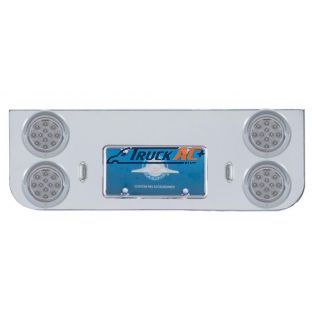 Chrome Rear Center Panel With Four 12 LED 4" Reflector Lights & Visors - Red LED/Clear Lens - United Pacific 34523