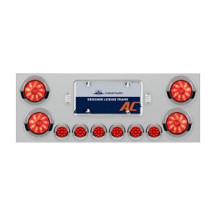 SS Rear Center Panel With 4X 10 LED 4" Lights & 6X 9 LED 2" Lights & Visors -Red LED & Lens - United Pacific 34564