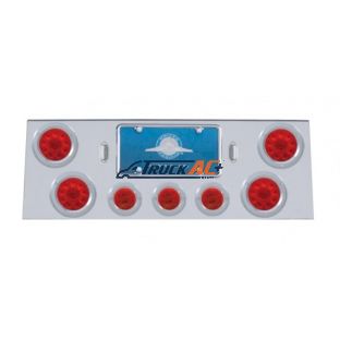 SS Rear Center Panel With 4X 10 LED 4" Lights & 3X 13 LED 2-1/2" Lights & Bezel -Red LED & Lens - United Pacific 34600