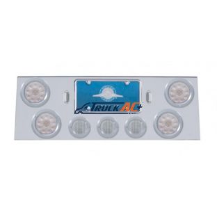 SS Rear Center Panel With 4X 10 LED 4" Lights & 3X 13 LED 2-1/2" Lights & Bezel -Red LED/Clear Lens - United Pacific 34602