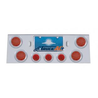 SS Rear Center Panel With 4X 12 LED 4" Reflector Light & 3X 13 LED 2-1/2" Light & Bezel -Red LED & Lens - United Pacific 34604
