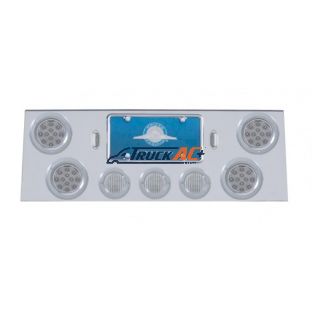 SS Rear Center Panel With 4X 12 LED 4" Reflector Light & 3X 13 LED 2-1/2" Light & Bezel -Red LED/Clear Lens - United Pacific 34606