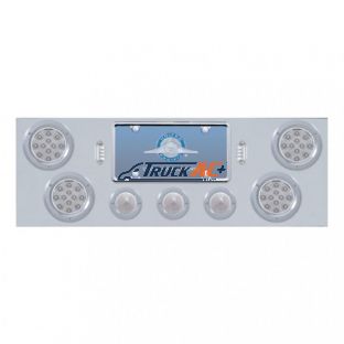 SS Rear Center Panel +4X LED 4" Refl. Light & 3X LED 2-1/2" Beehive Light & Bezel-Red LED/Clear Lens - United Pacific 34607