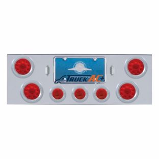 CR Rear Center Panel With 4X 10 LED 4" Lights & 3X 13 LED 2-1/2" Lights & Bezel -Red LED & Lens - United Pacific 34608