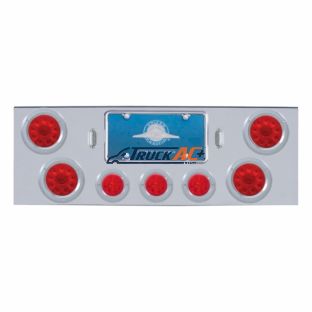 CR Rear Center Panel With 4X 10 LED 4" Lights & 3X 13 LED 2-1/2" Beehive Lights & Bezel -Red LED & Lens - United Pacific 34609