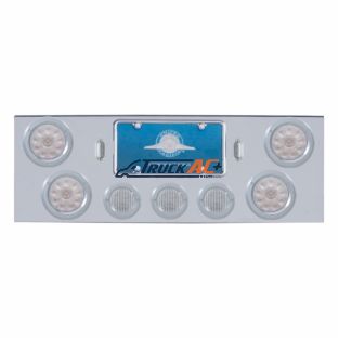 CR Rear Center Panel With 4X 10 LED 4" Lights & 3X 13 LED 2-1/2" Lights & Bezel -Red LED/Clear Lens - United Pacific 34610
