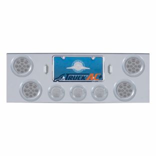 CR Rear Center Panel With 4X 12 LED 4" Reflector Lights & 3X 13 LED 2-1/2" Lights -Red LED/Clear Lens - United Pacific 34614