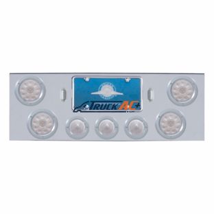 CR Rear Center Panel With 4X LED 4" Reflector Lights & 3X LED 2-1/2" Beehive Lights -Red LED/Clear Lens - United Pacific 34615