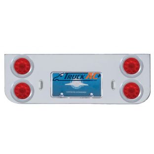 Chrome Rear Center Panel With Four 10 LED 4" Lights & Bezels - Red LED/Red Lens - United Pacific 34620