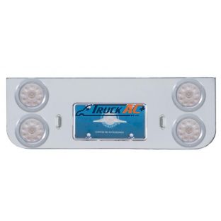 Chrome Rear Center Panel With Four 10 LED 4" Lights & Bezels - Red LED/Clear Lens - United Pacific 34621