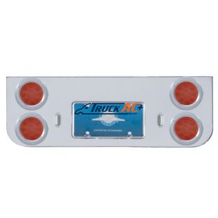 Chrome Rear Center Panel With Four 12 LED 4" Reflector Lights & Bezels - Red LED/Red Lens - United Pacific 34622