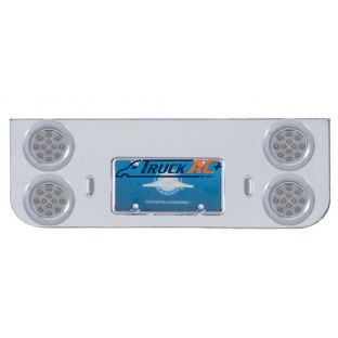 Chrome Rear Center Panel With Four 12 LED 4" Reflector Lights & Bezels - Red LED/Clear Lens - United Pacific 34623
