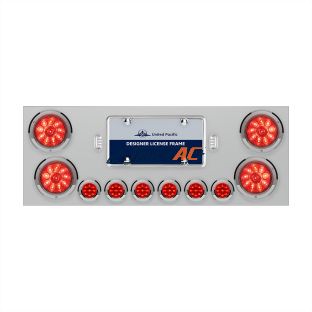 SS Rear Center Panel With 4X 10 LED 4" Lights & 6X 9 LED 2" Lights -Red LED & Lens - United Pacific 34664