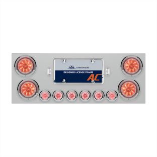 SS Rear Center Panel With 4X 10 LED 4" Lights & 6X 9 LED 2" Lights -Red LED/Clear Lens - United Pacific 34665