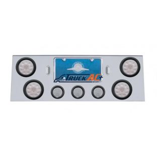 SS Rear Center Panel With 4X 10 LED 4" Lights & 3X 13 LED 2-1/2" Lights -Red LED/Clear Lens - United Pacific 34702