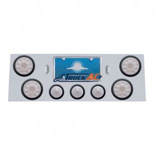 SS Rear Center Panel With 4X 10 LED 4" Lights & 3X 13 LED 2-1/2" Beehive Lights -Red LED/Clear Lens - United Pacific 34703