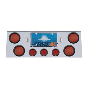 SS Rear Center Panel With 4X 12 LED 4" Reflector Lights & 3X 13 LED 2-1/2" Lights -Red LED & Lens - United Pacific 34704