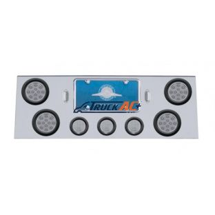 SS Rear Center Panel With 4X 12 LED 4" Reflector Lights & 3X 13 LED 2-1/2" Lights -Red LED/Clear Lens - United Pacific 34706