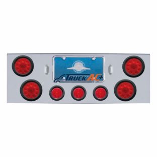 CR Rear Center Panel With 4X 10 LED 4" Lights & 3X 13 LED 2-1/2" Beehive Lights -Red LED & Lens - United Pacific 34709