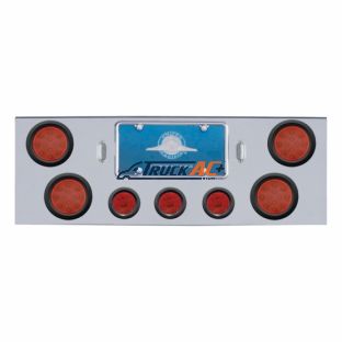 CR Rear Center Panel With 4X 12 LED 4" Reflector Lights & 3X 13 LED 2-1/2" Lights -Red LED & Lens - United Pacific 34712