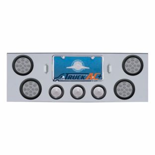CR Rear Center Panel With 4X 12 4" Reflector Lights & 3X LED 2-1/2" Beehive Lights -Red LED/Clear Lens - United Pacific 34715