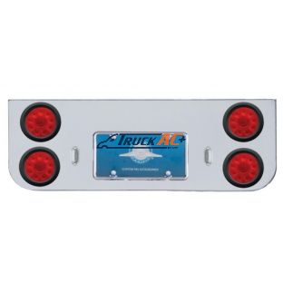 Chrome Rear Center Panel With Four 10 LED 4" Lights & Grommets - Red LED/Red Lens - United Pacific 34720
