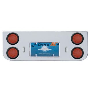 Chrome Rear Center Panel With Four 12 LED 4" Reflector Lights & Grommets - Red LED/Red Lens - United Pacific 34722