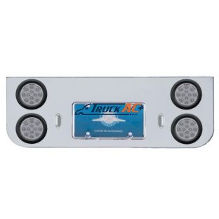 Chrome Rear Center Panel With Four 12 LED 4" Reflector Lights & Grommets - Red LED/Clear Lens - United Pacific 34723
