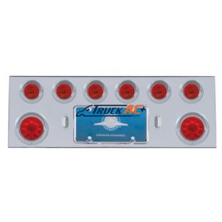 SS Rear Center Panel With Two 10 LED 4" Lights & 6X 13 LED 2-1/2" Lights & Visors -Red LED & Lens - United Pacific 35057