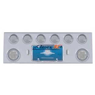 SS Rear Center Panel With 2X 7 LED 4" Reflector Light & 6X 13 LED 2-1/2" Light & Visor -Red LED/Clear Lens - United Pacific 35060