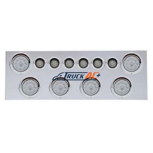 SS Rear Center Panel With 6X 10 LED 4" Lights & 6X 9 LED 2" Lights & Visors -Red LED/Clear Lens - United Pacific 35068