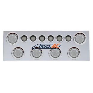 SS Rear Center Panel With 6X 7 LED 4" Reflector Lights & 6X 9 LED 2" Lights & Visors -Red LED/Clear Lens - United Pacific 35070
