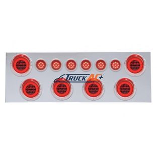 SS Rear Center Panel With 6X 21 LED 4" GloLight & 6X 9 LED 2" GloLight & Visor-Red LED & Lens - United Pacific 35071