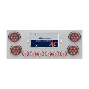 SS Rear Center Panel With 4X Red LED 4" Light & 6X Red LED 2" Light & Bezel -Clear Lens -Comp. Series - United Pacific 35083