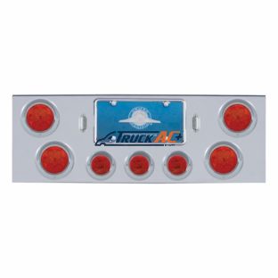 CR Rear Center Panel With 4X 7 LED 4" Reflector Light & 3X 13 LED 2-1/2" Light & Visor-Red LED & Lens - United Pacific 35118