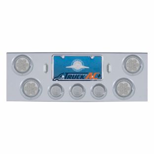 CR Rear Center Panel With 4X 7 LED 4" Reflector Light & 3X 13 LED 2-1/2" Light & Visor-Red LED/Clear Lens - United Pacific 35119