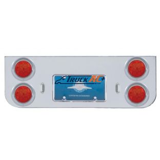 Chrome Rear Center Panel With Four 7 LED 4" Reflector Lights & Visors - Red LED/Red Lens - United Pacific 35122