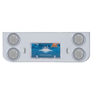 Chrome Rear Center Panel With Four 7 LED 4" Reflector Lights & Visors - Red LED/Clear Lens - United Pacific 35123
