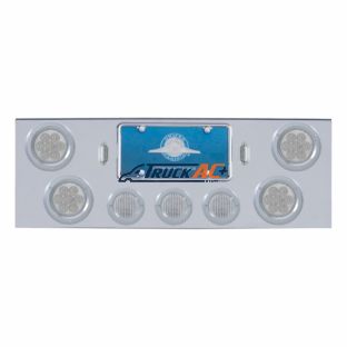 Chrome Rear Center Panel With 4X 7 LED 4" Reflector Lights & 3X 13 LED 2-1/2" Lights - Red LED/Clear Lens - United Pacific 35219