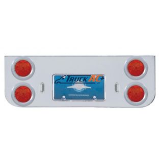 Chrome Rear Center Panel With Four 7 LED 4" Reflector Lights & Bezels - Red LED/Red Lens - United Pacific 35222