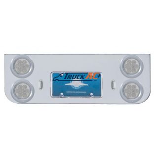 Chrome Rear Center Panel With Four 7 LED 4" Reflector Lights & Bezels - Red LED/Clear Lens - United Pacific 35223