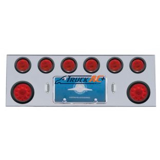 SS Rear Center Panel With 2X 10 LED 4" Lights & 6X 13 LED 2-1/2" Lights -Red LED & Lens - United Pacific 35257