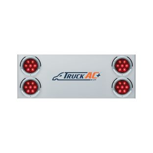 33-3/4" Stainless Rear Center Panel With Four 7 LED 4" Light & Bezel (No LP Holes)- Red LED/Red Lens - CS - United Pacific 34150