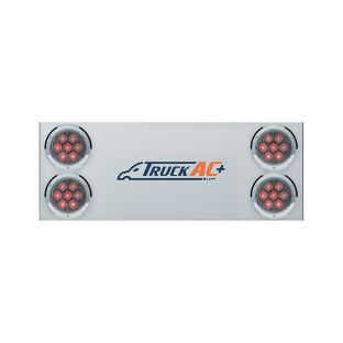 33-3/4" Stainless Rear Center Panel With Four 7 LED 4" Light & Bezel (No LP Holes)- Red LED/Clear Lens - CS - United Pacific 34151