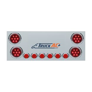 SS Rear Center Panel With 4X Red LED 4" Light & 6X Red LED 2" Light & Bezel -Red Lens (No LP Holes)-CS - United Pacific 34152