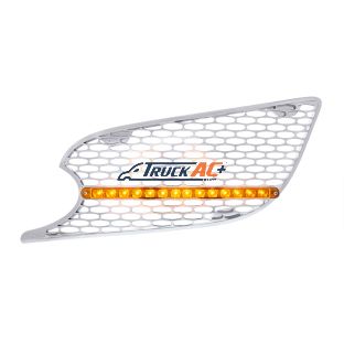 L46-6062, L46-6062R Chrome Air Intake Grille With LED Light For 2012-2021 Peterbilt 579 (Driver) - Amber LED/Amber Lens - United Pacific 41775