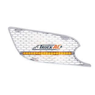 L46-6062, L46-6062R Chrome Air Intake Grille W/Reflector LED Light For 2012-2021 Peterbilt 579 (Passenger) - Amber LED/Clear Lens - United Pacific 41784