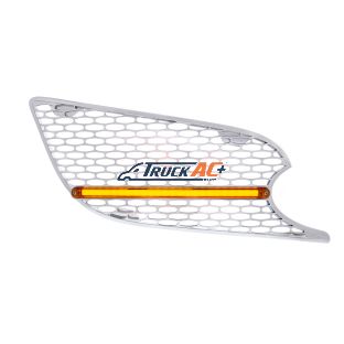 L46-6062, L46-6062R Chrome Air Intake Grille With LED GloLight For 2012-2021 Peterbilt 579 (Passenger) - Amber LED/Amber Lens - United Pacific 41785