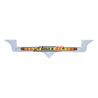 Chrome Hood Emblem Trim With 14 LED Light Bar For Kenworth - Amber LED/Amber Lens - United Pacific 39878